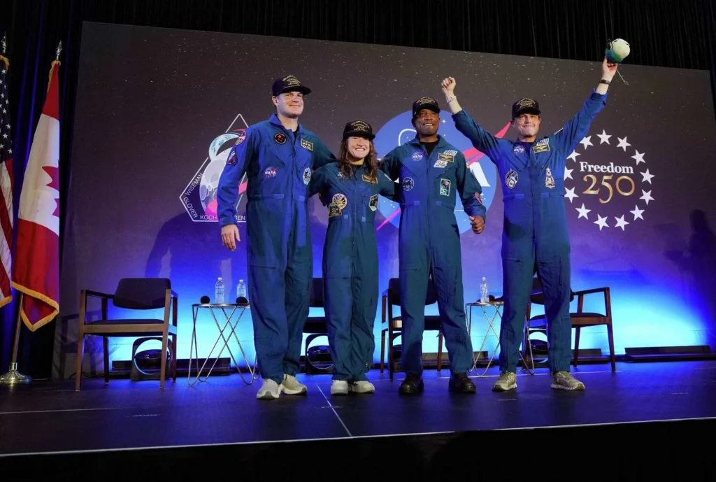 Four astronauts from the Artemis 11 mission