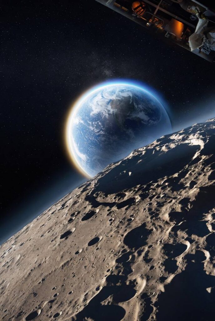 Earth seen a distance from the moon